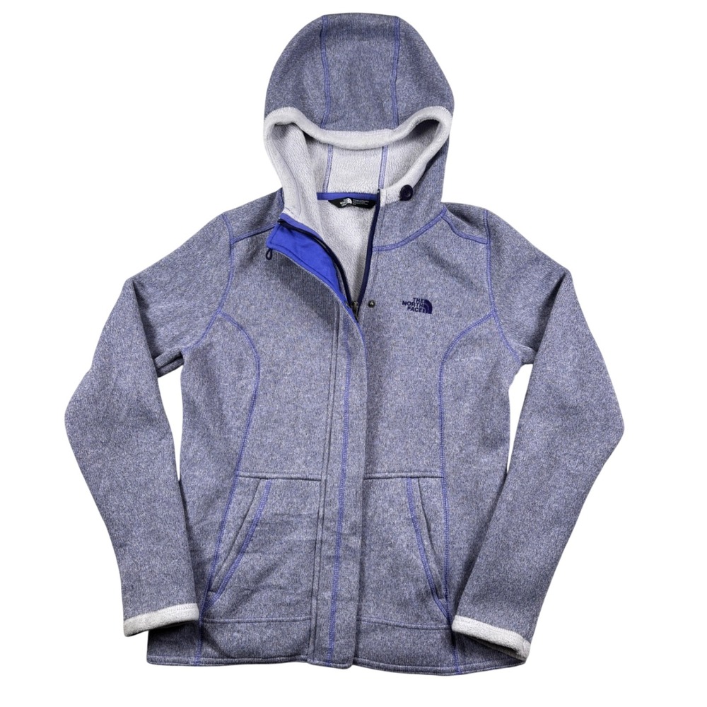 The North Face Full Zip Hoodie Women S Purple Sweater Knit Fleece Lined Jacket